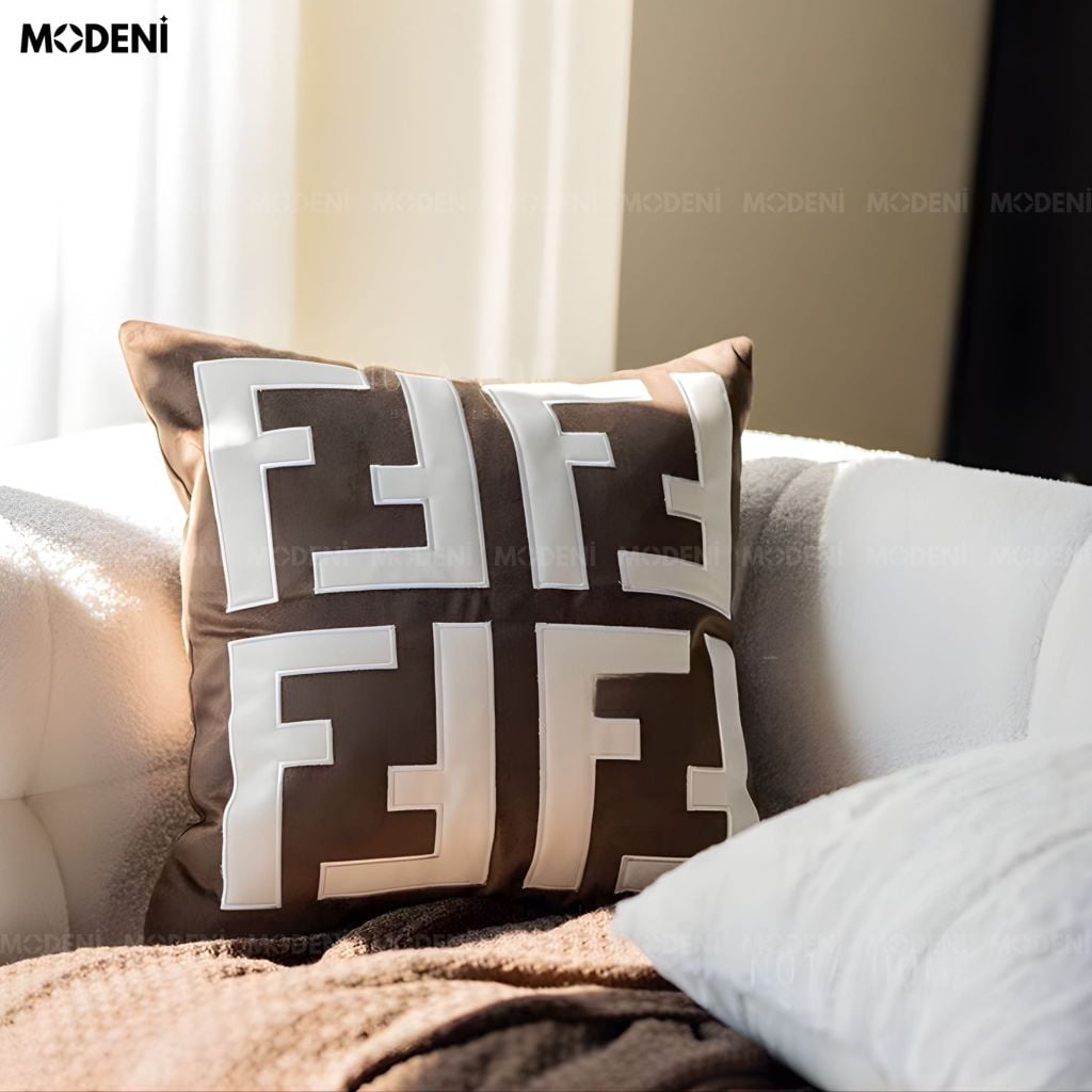 Vỏ Gối Sofa Softarc – Vải Nhung Phối Da Microfiber Thiết Kế Hình Khối Đối Xứng May Cắt Ráp Japandi