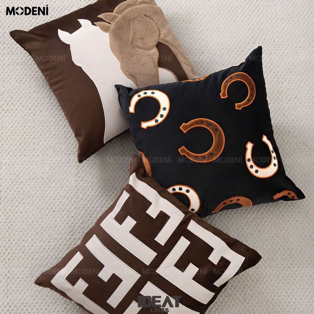 Vỏ Gối Sofa Softarc – Vải Nhung Phối Da Microfiber Thiết Kế Hình Khối Đối Xứng May Cắt Ráp Japandi