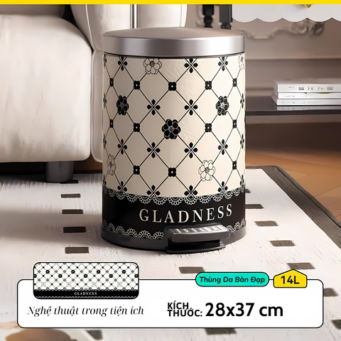  Thùng Rác Có Nắp Gladness Rose – Thùng Rác Da Cao Cấp Sang Trọng – Dung Tích 14L, Phù Hợp Phòng Khách, Phòng Ngủ, Văn Phòng 