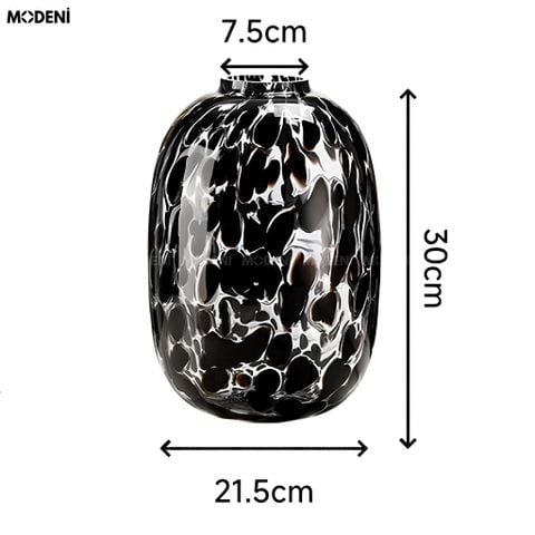 Bình Hoa Magma Thủy Tinh Vân Đá Marble Đen Khói Phong Cách Nghệ Thuật Bắc Âu 