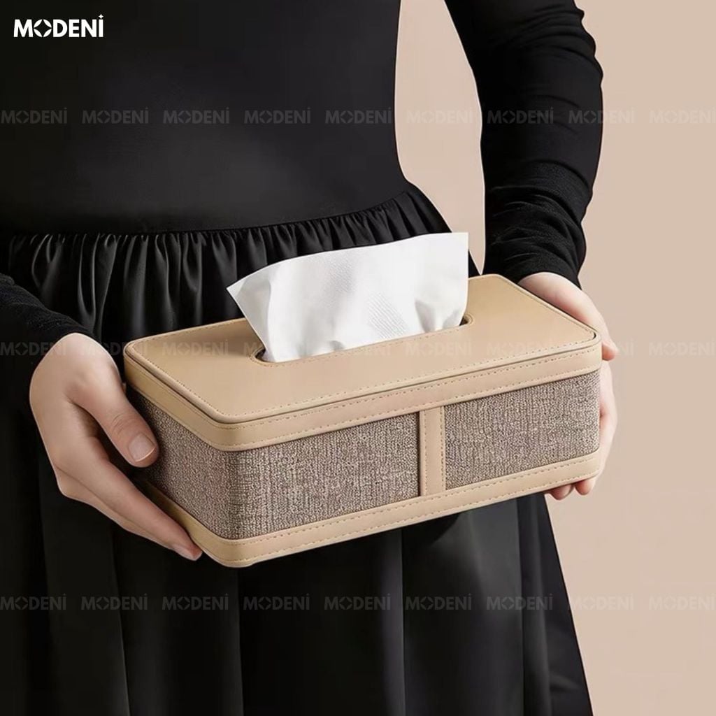 Hộp Đựng Giấy Ăn Cortina Da PU Phong Cách Vintage Hoài Cổ Rút Giấy Mượt Mà Decor Bàn Làm Việc