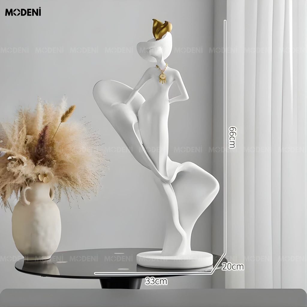 Tượng Trang Trí Luna Composite Cao Cấp Đúc Nguyên Khối, Biểu Tượng Sự Tự Tin – Điểm Nhấn Cho Kệ Tủ Hiện Đại