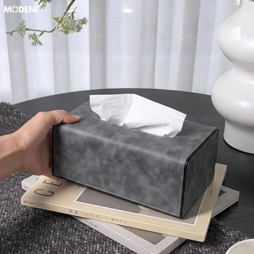 Hộp Khăn Giấy Minna Da PU Cao Cấp Phong Cách Japandi Tối Giản Hiện Đại Cho Phòng Khách Và Bàn Làm Việc