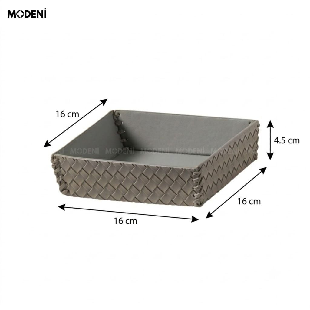 Khay Để Bàn Da Cesto Xám Da PU Họa Tiết Caro Nổi Dễ Dàng Lau Chùi Cho Không Gian Hiện Đại
