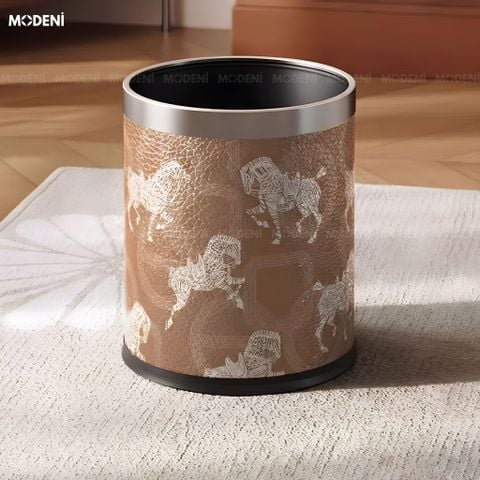  Thùng Rác Derby Da Cao Cấp Viền Kim Loại Ánh Bạc Nghệ Thuật Cho Không Gian Sinh Hoạt Sang Trọng 