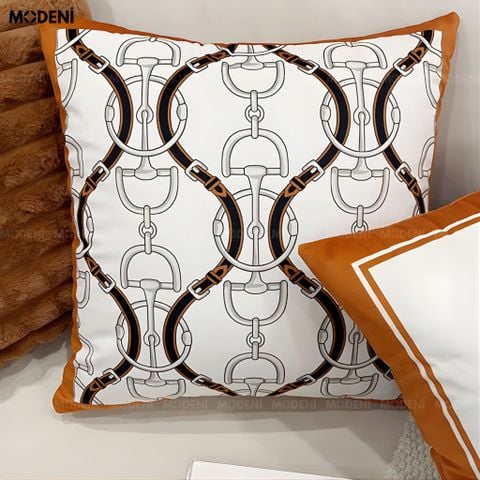  Vỏ Gối Sofa Arcline – Vải Nhung Bóng Móc Khoen Kim Loại Jacquard Satin May Khóa Ẩn Hiện Đại 