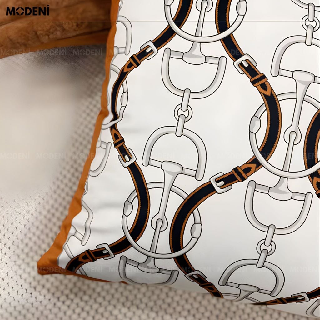 Vỏ Gối Sofa Arcline – Vải Nhung Bóng Móc Khoen Kim Loại Jacquard Satin May Khóa Ẩn Hiện Đại