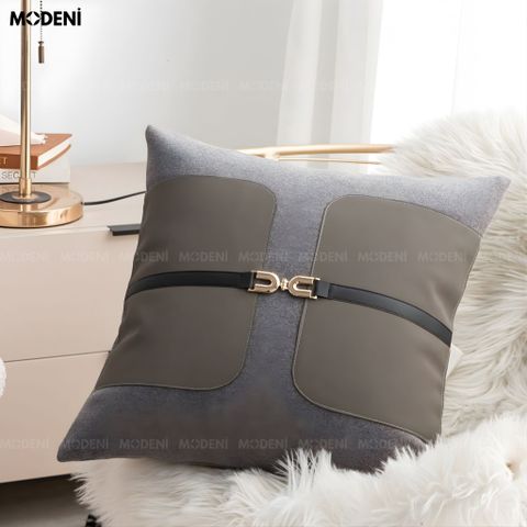  Vỏ Gối Sofa Bind – Da Microfiber Kết Hợp Linen Đính Kèm Khóa Kim Loại Hiện Đại 