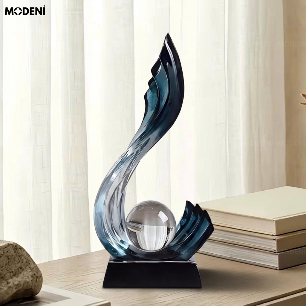 Tượng Trang Trí Celestial Đứng Blue Cao Cấp – Polyester Resin nghệ thuật trừu tượng điểm nhấn hiện đại/sang trọng cho mọi không gian