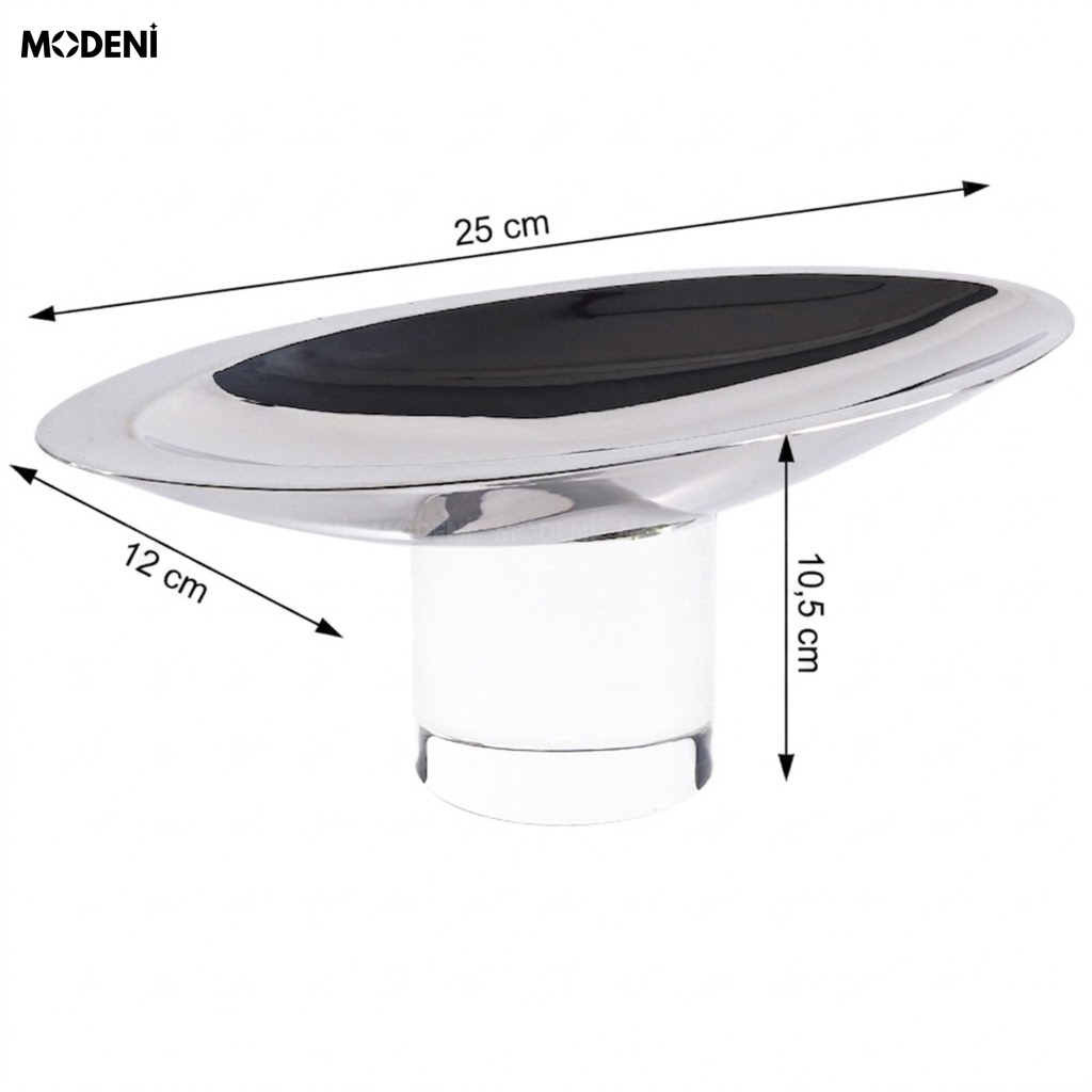 Tô Trái Cây Galactic Kim Loại Phối Chân Thủy Tinh Khối Bạc Trong Suốt Phong Cách Futurist Luxury