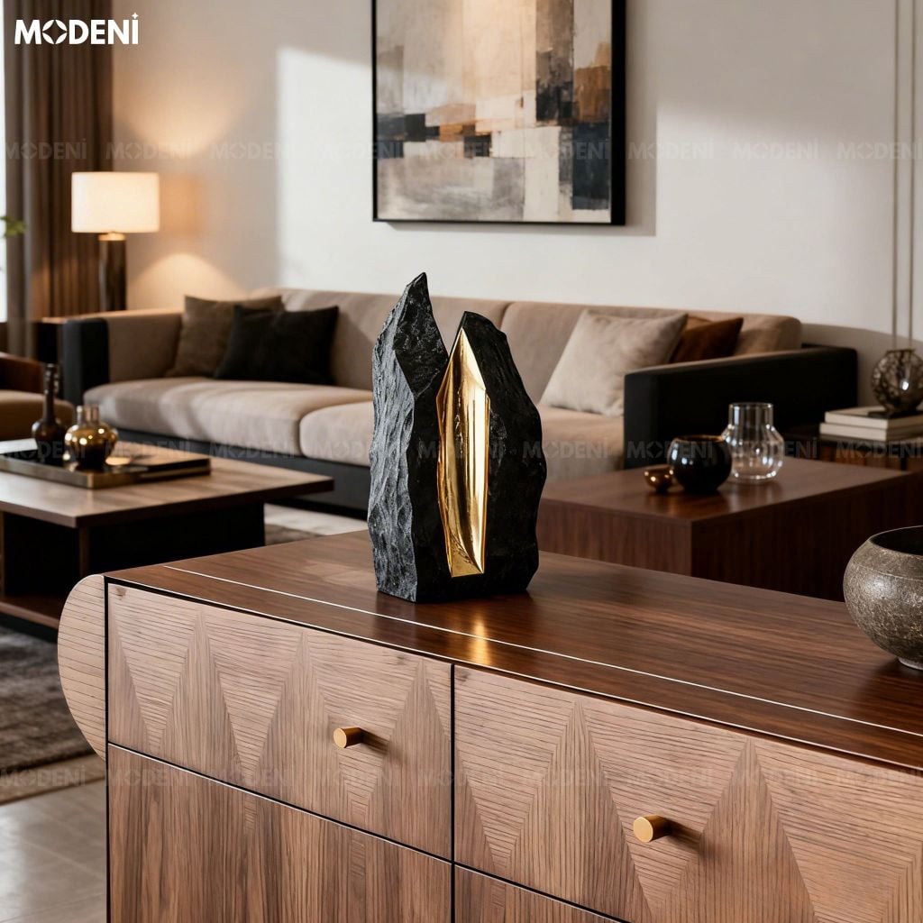 Tượng Trang Trí Mountain Cao Cấp - Thiết Kế Khối Đá Tách Thô Mộc, Nghệ Thuật Tương Phản Phong Cách Tối Giản Sang Trọng