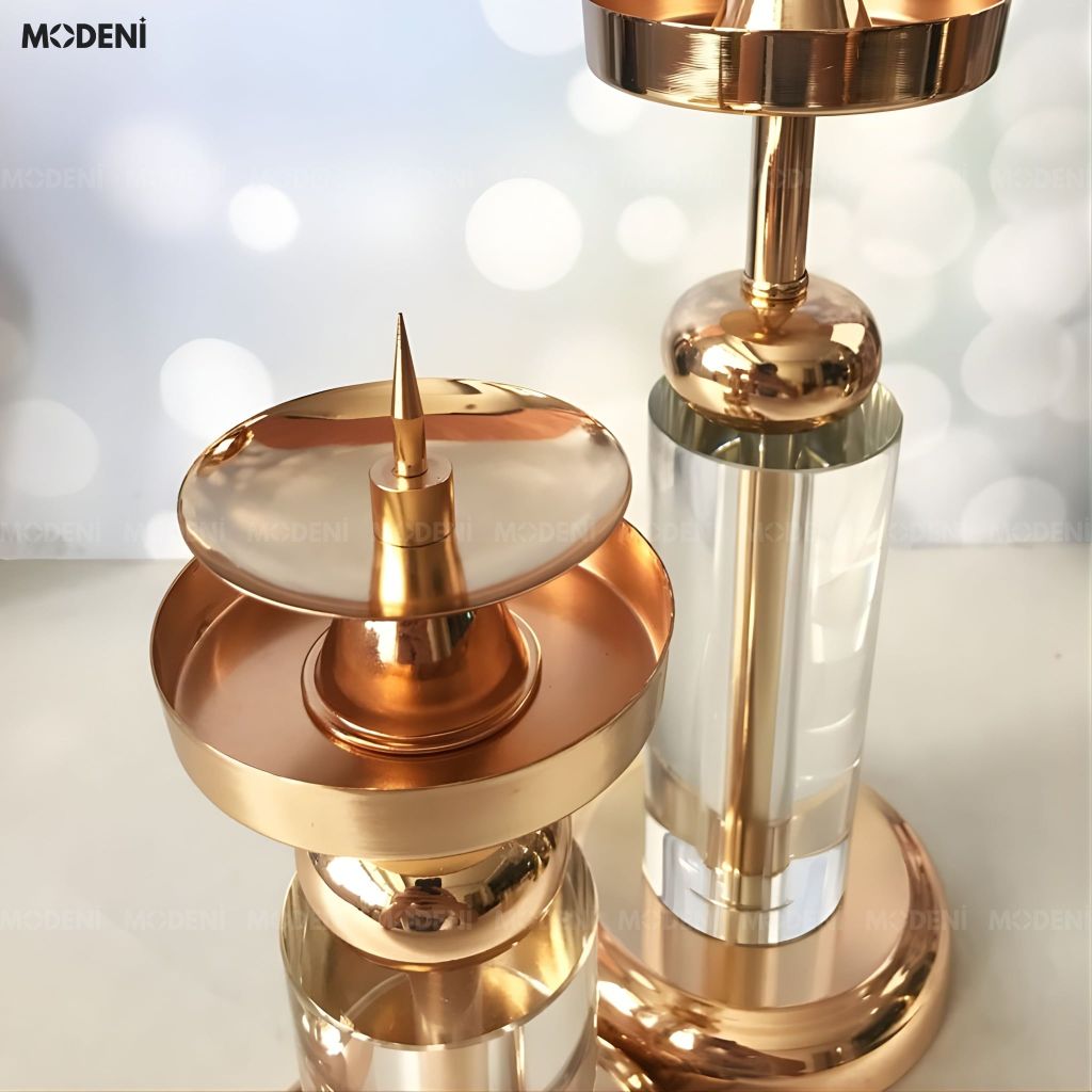 Set Chân Nến Pha Lê Oriona – Chân Nến Decor Sang Trọng – Tán Sáng Ánh Nến Tinh Tế – Phù Hợp Phòng Khách, Bàn Console & Không Gian Tiệc