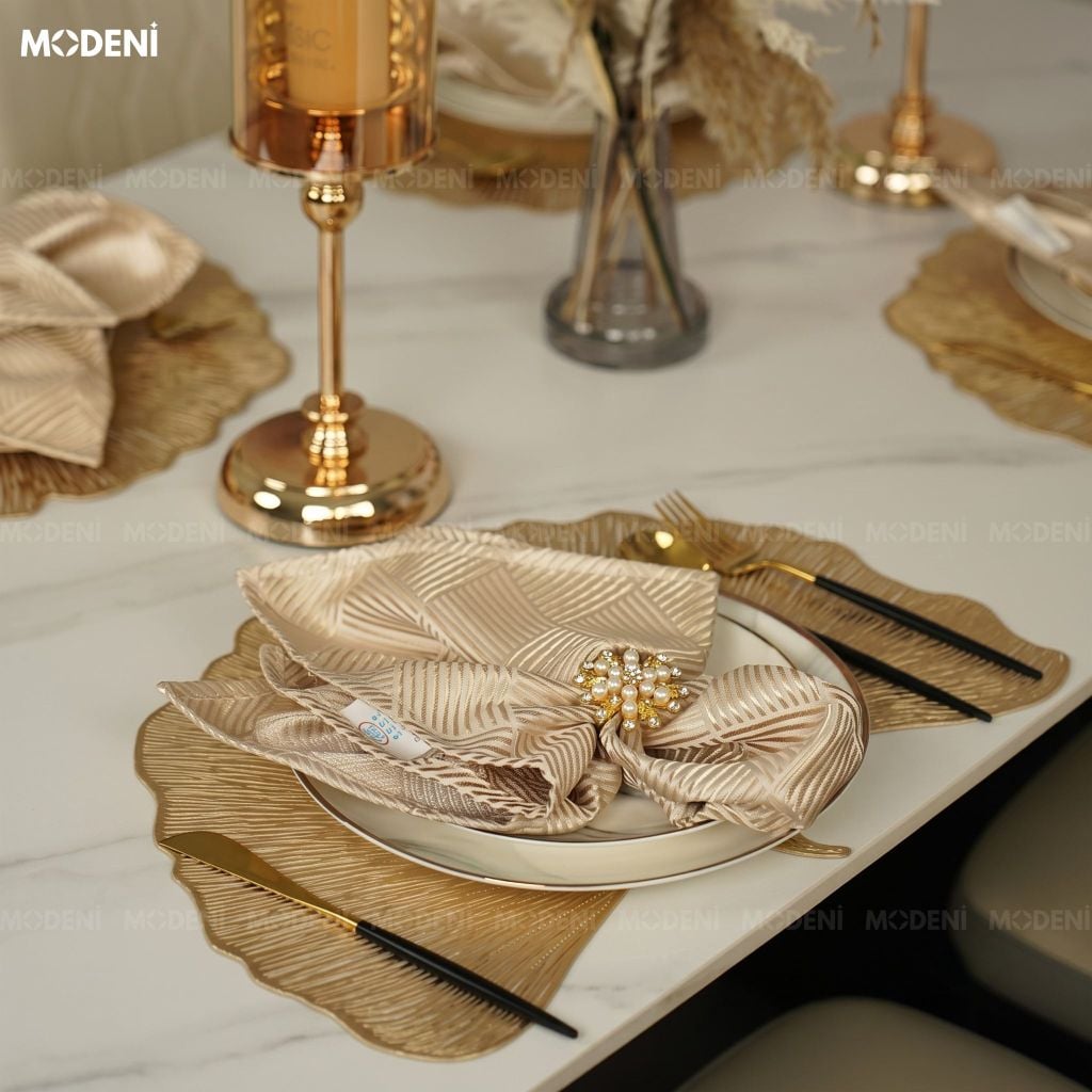 Tấm Lót Bàn Ăn Biloba Placemat PVC Hình Lá Bạch Quả Cách Nhiệt Chống Thấm Cho Bàn Tiệc