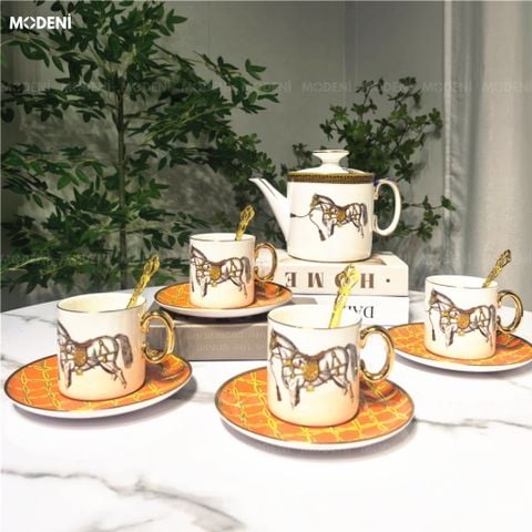  Bộ Bình Trà Sứ Xương Equis Royale Cao Cấp – Bộ Trà Sứ Decor Sang Trọng, Giữ Nhiệt Tốt, Thưởng Trà Tinh Tế, Phù Hợp Phòng Khách, Bàn Trà & Quà Tặng Đẳng Cấp 