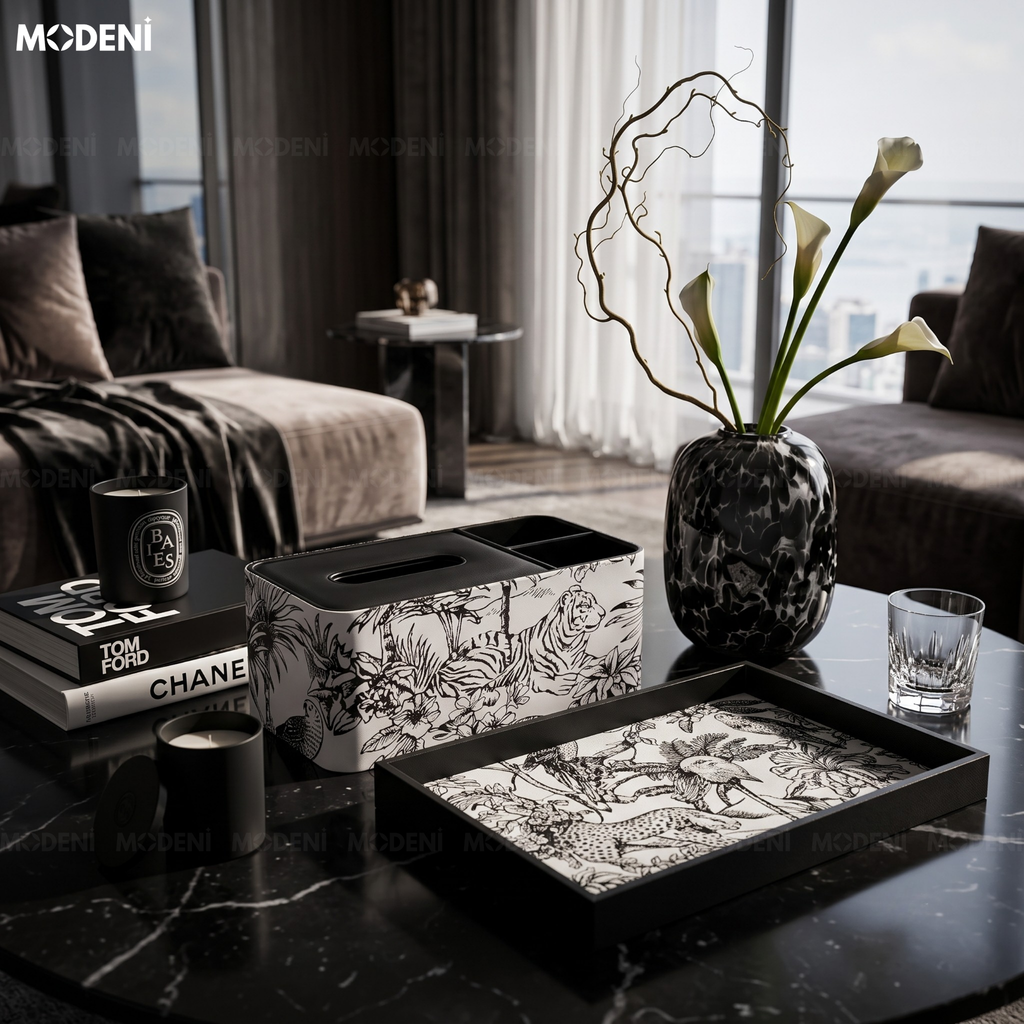 Set Decor Noir Sauvage Cao Cấp Phong Cách Modern Luxury Kết Hợp Monochrome Chic