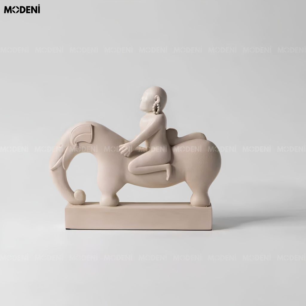 Tượng Trang Trí Nomad Composite Nhám Trừu Tượng Màu Be Phong Cách Wabi Sabi