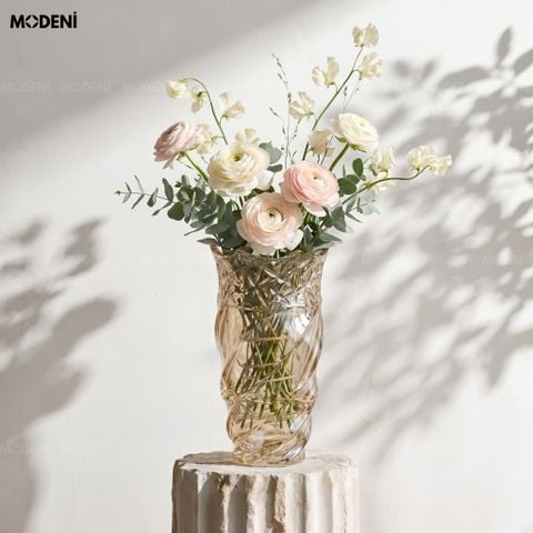 Bình hoa thuỷ tinh Lustro xoắn nghệ thuật cao cấp – Ánh gương phản chiếu sang trọng – Phù hợp decor hiện đại 