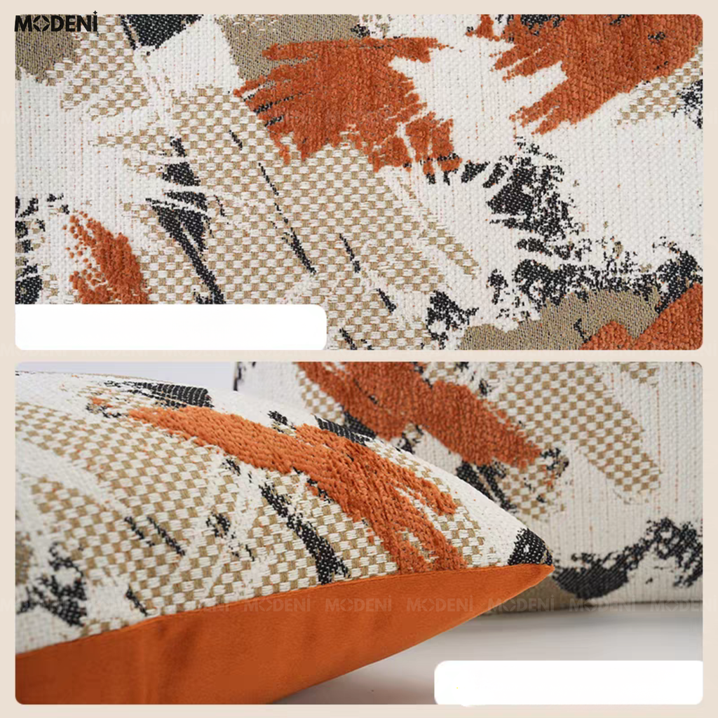 Vỏ Gối Sofa Interlace – Vải Chenille Họa Tiết Sơn Loang Dệt Nổi Phong Cách Indochine