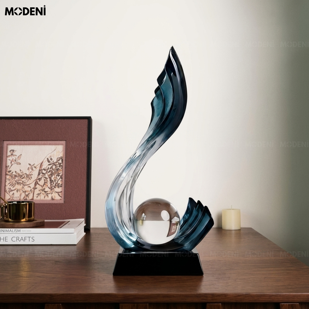 Tượng Trang Trí Celestial Đứng Blue Cao Cấp – Polyester Resin nghệ thuật trừu tượng điểm nhấn hiện đại/sang trọng cho mọi không gian