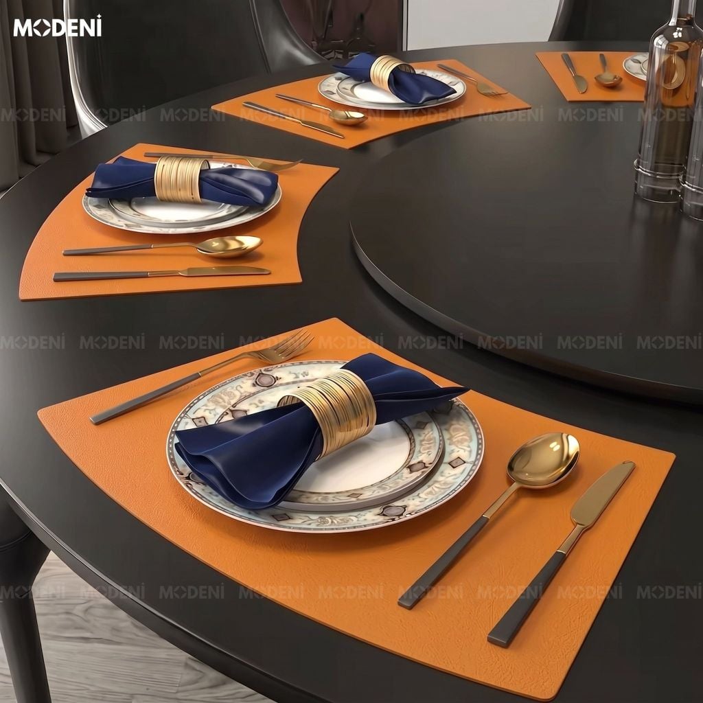 Tấm Lót Bàn Ăn Arcato Placemat PVC Giả Da Cam Dáng Cong Bán Nguyệt Chống Nước Dễ Lau Chùi Cho Bàn Tiệc