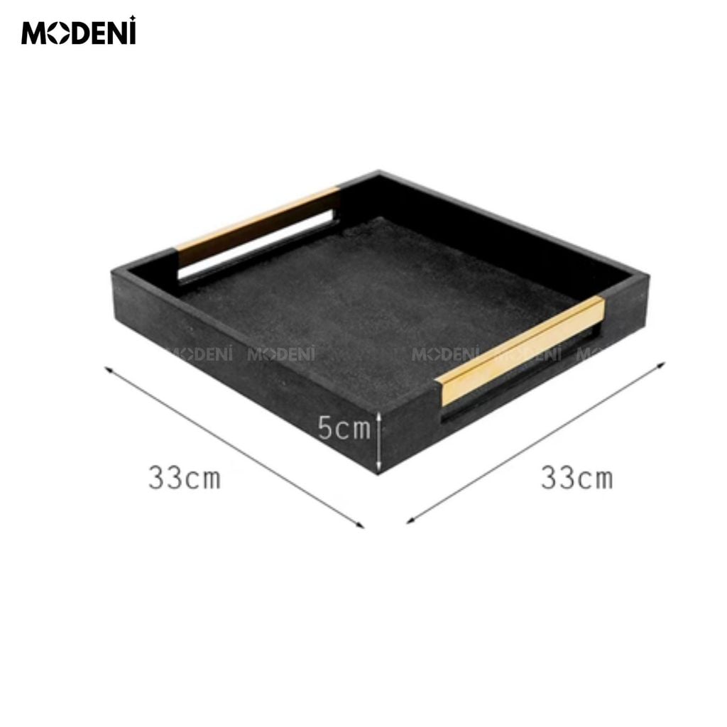 Khay Da Nova – Khay Decor Cao Cấp Sang Trọng – Tay Cầm Mạ Vàng Đẳng Cấp – Phù Hợp Trang Trí Bàn Sofa, Console, Phòng Khách Hiện Đại