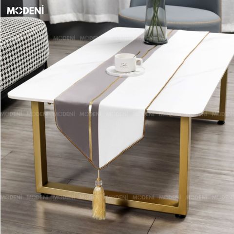 khăn bàn gray renai cao cấp phối trắng xám thanh lịch