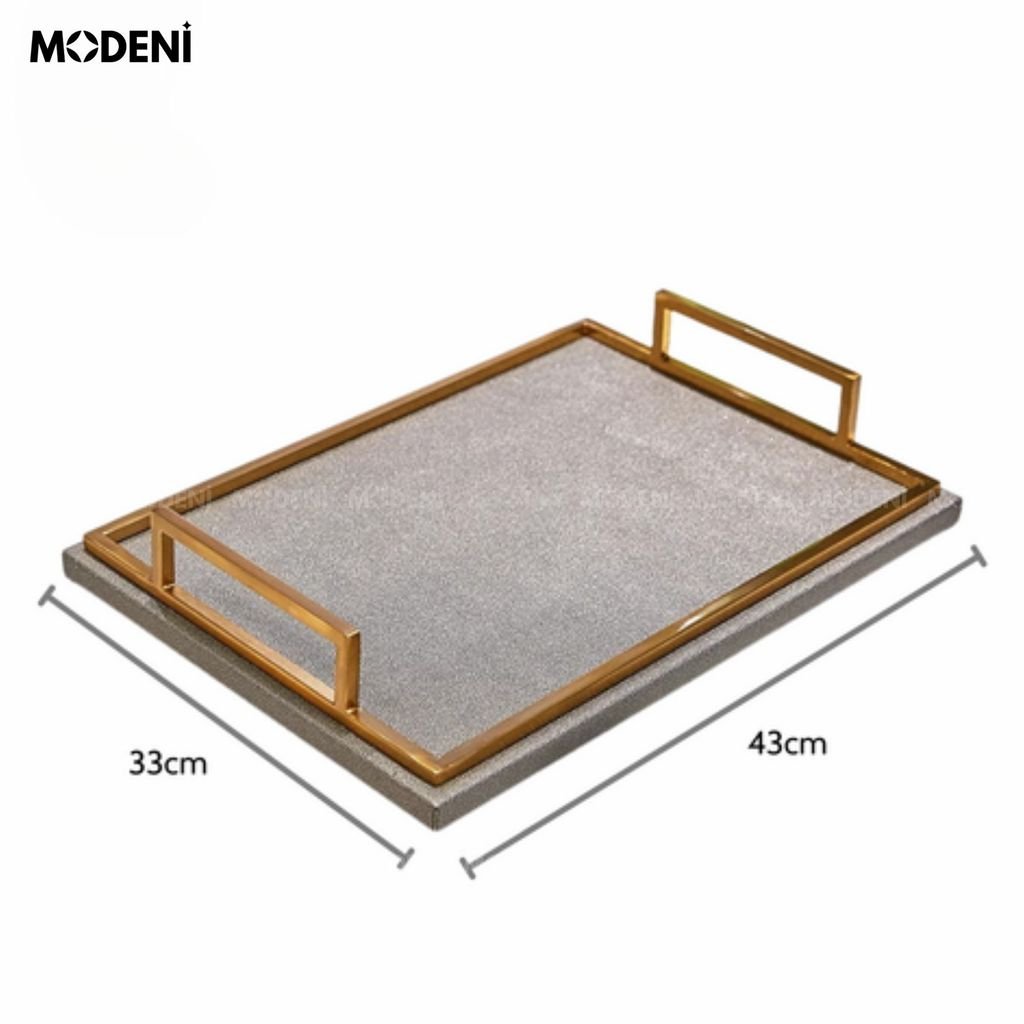 Khay Dorian Da Xám – Khay Decor Sang Trọng Hiện Đại – Thiết Kế Tối Giản Chống Trượt, Trang Trí Bàn Sofa, Console, Quà Tặng Gu Tinh Tế