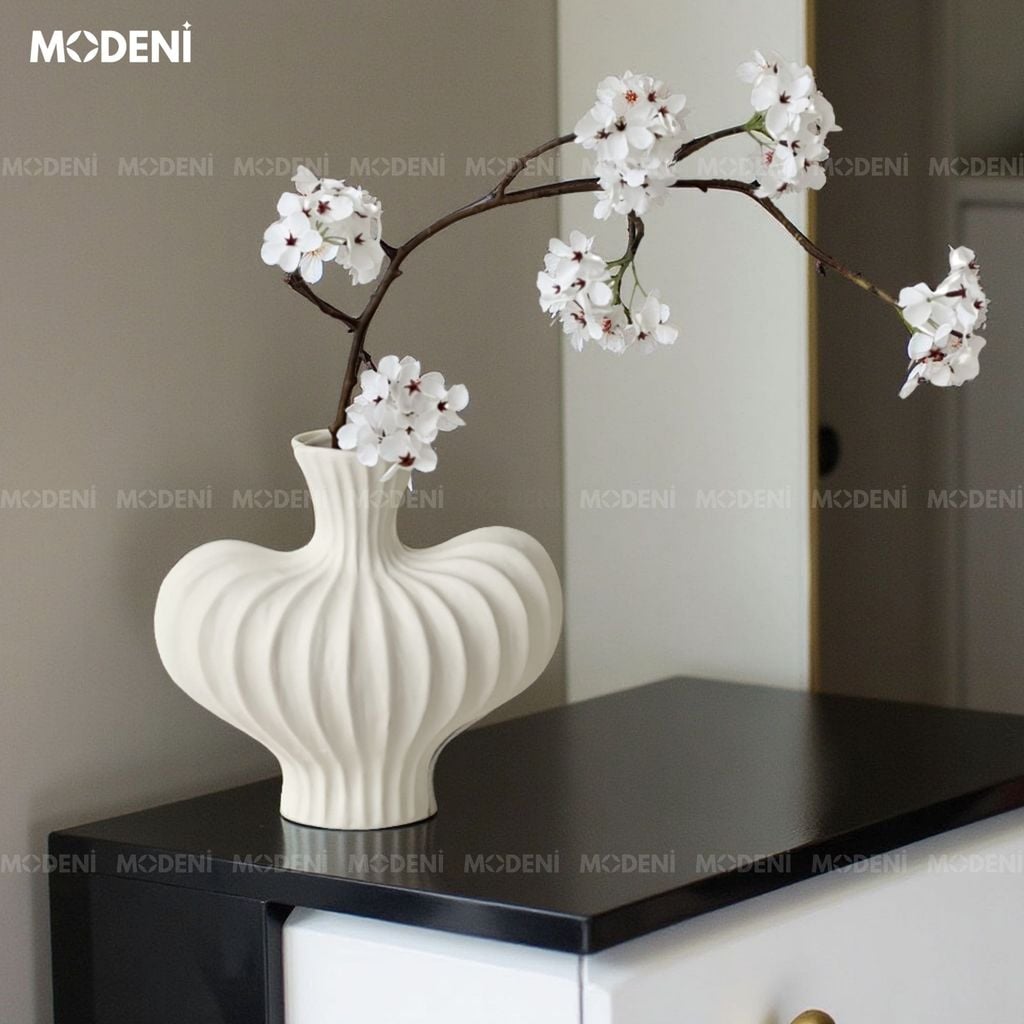 Bình Hoa Sứ Curva Cao Cấp Nghệ Thuật Lượn Sóng 3D | Decor Bàn Console – Kệ Tủ Sang Trọng