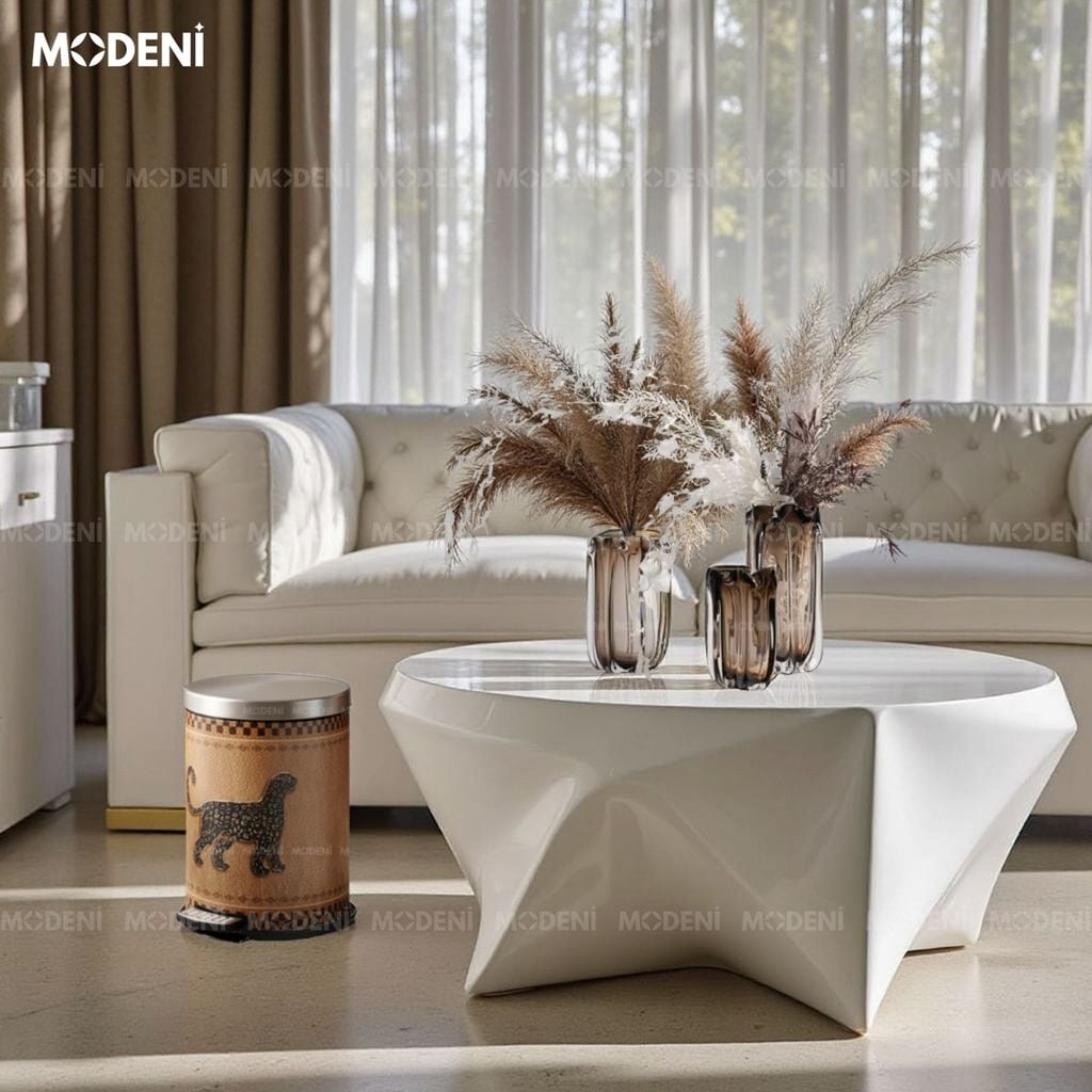 Thùng Rác Có Nắp Morgan – Thùng Rác Decor 14L – Họa Tiết Con Báo Trung Cổ – Phù Hợp Trang Trí Phòng Khách, Phòng Ngủ