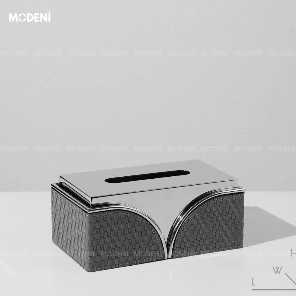 Hộp khăn giấy Hilary – da PU cao cấp vân caro chống bám bụi cho phòng khách sang trọng