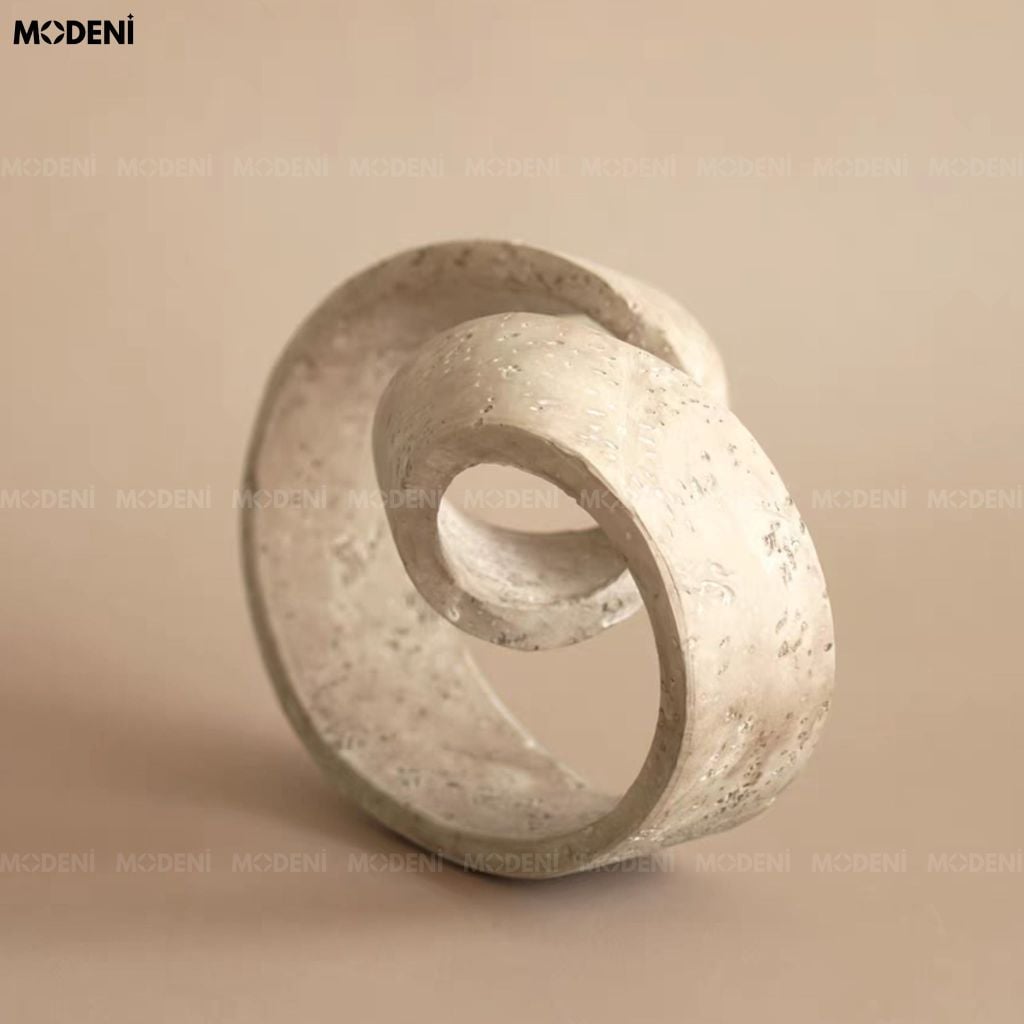 Tượng Trang Trí Helix Composite Vòng Cuộn Trừu Tượng Trắng Kem Phong Cách Tối Giản