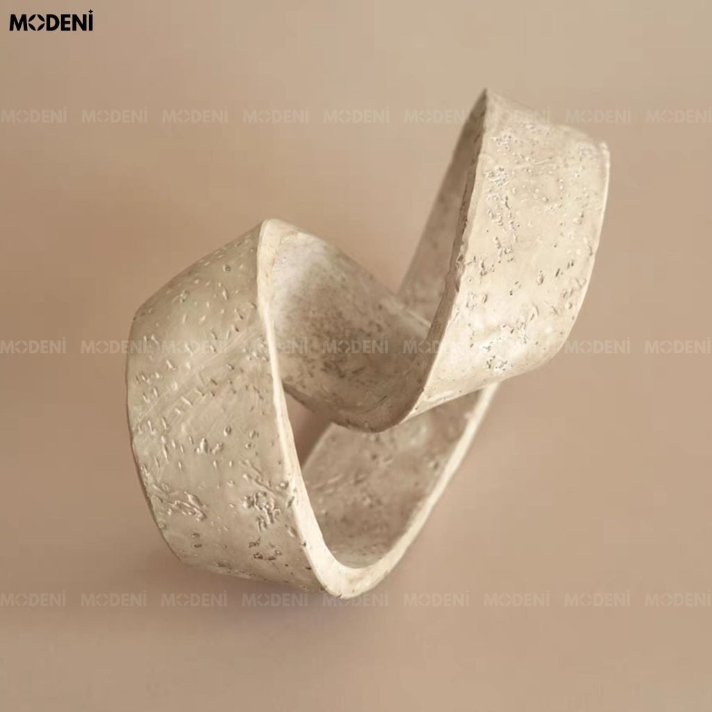 Tượng Trang Trí Helix Composite Vòng Cuộn Trừu Tượng Trắng Kem Phong Cách Tối Giản