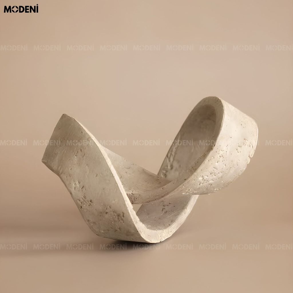 Tượng Trang Trí Helix Composite Vòng Cuộn Trừu Tượng Trắng Kem Phong Cách Tối Giản