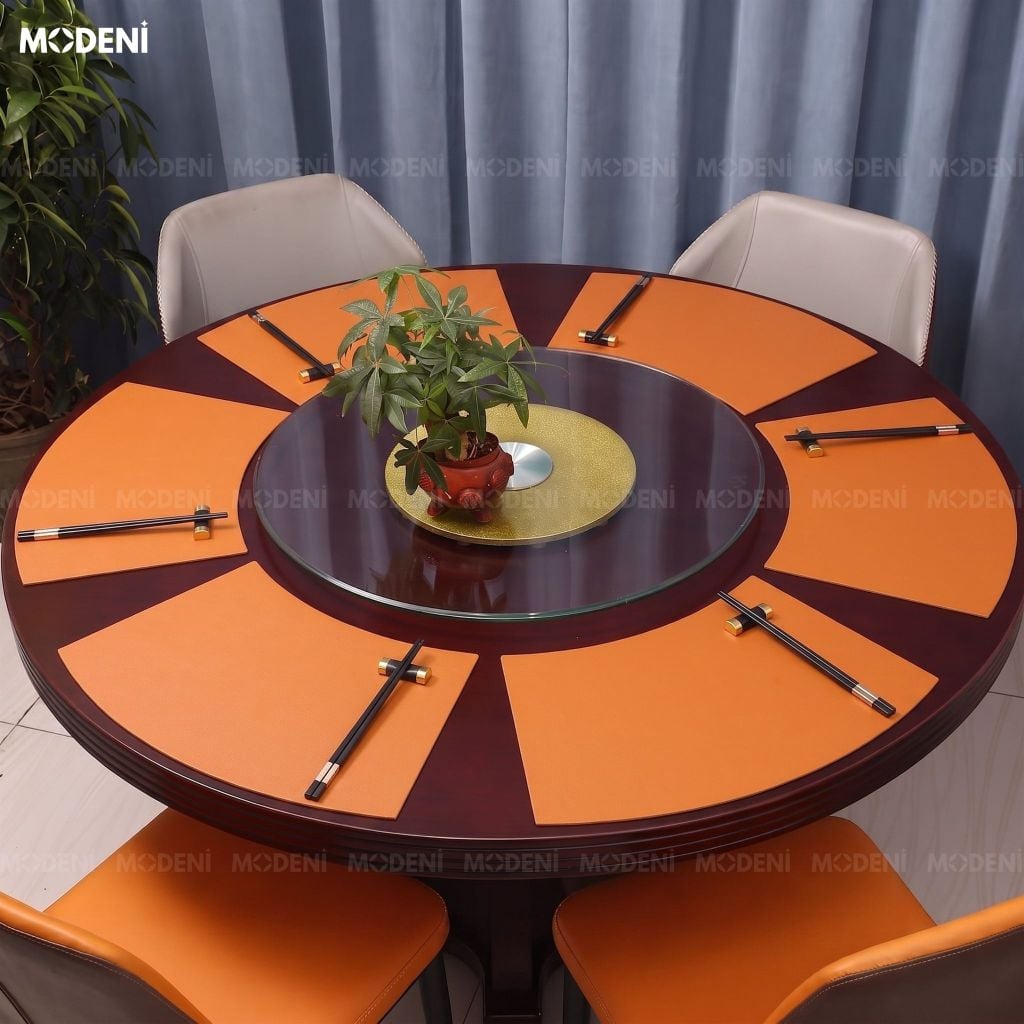 Tấm Lót Bàn Ăn Arcato Placemat PVC Giả Da Cam Dáng Cong Bán Nguyệt Chống Nước Dễ Lau Chùi Cho Bàn Tiệc
