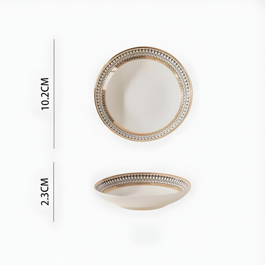 Chén Bát Đĩa Lẻ Món Sứ Xương Aura Cao Cấp Viền Vàng Sang Trọng Kiểu Âu Thời Thượng Quà Tặng Tân Gia