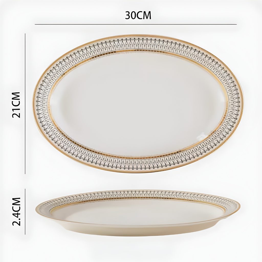 Chén Bát Đĩa Lẻ Món Sứ Xương Aura Cao Cấp Viền Vàng Sang Trọng Kiểu Âu Thời Thượng Quà Tặng Tân Gia