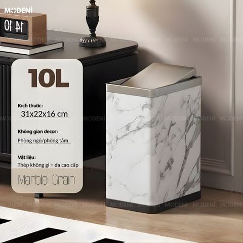  Thùng Rác Carrara Da Cao Cấp Nắp Lật Tự Cân Bằng Họa Tiết Vân Đá Hiện Đại Phù Hợp Cho Không Gian Sinh Hoạt Hiện Đại 