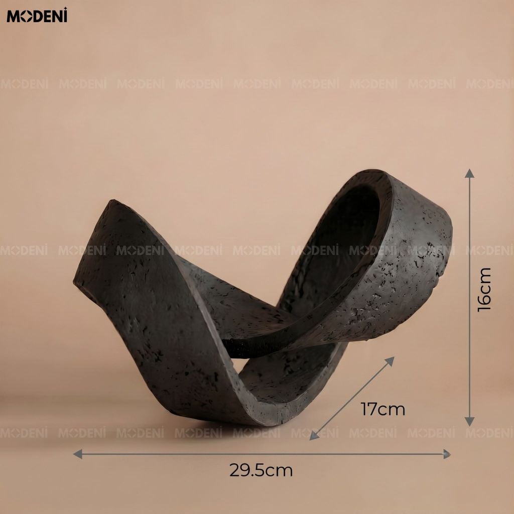Tượng Trang Trí Loop Thắt Nút Trừu Tượng Composite Đen Nhám Phong Cách Hiện Đại Chic