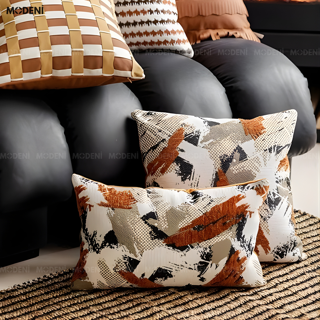 Vỏ Gối Sofa Interlace – Vải Chenille Họa Tiết Sơn Loang Dệt Nổi Phong Cách Indochine