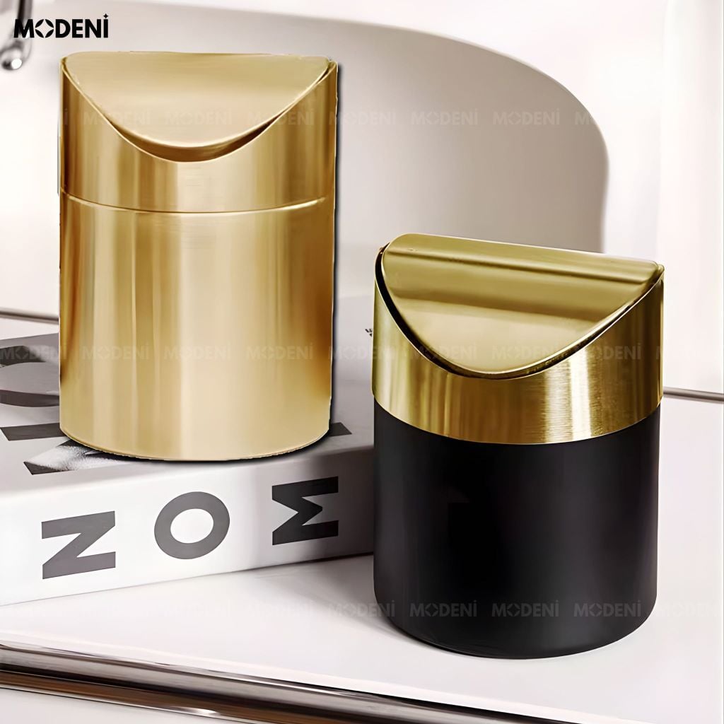 Thùng Rác Faye Kim Loại Cao Cấp Nắp Mạ Vàng Bóng Phong Cách Nghệ Thuật Cho Không Gian Riêng Thư Giãn Sang Trọng Hiện Đại