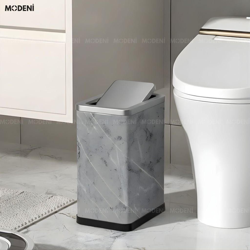 Thùng rác Lithos Da Cao Cấp Nắp Lật Tự Cân Bằng Họa Tiết Vân Đá Nhám Hiện Đại Phù Hợp Cho Không Gian Sinh Hoạt Hiện Đại