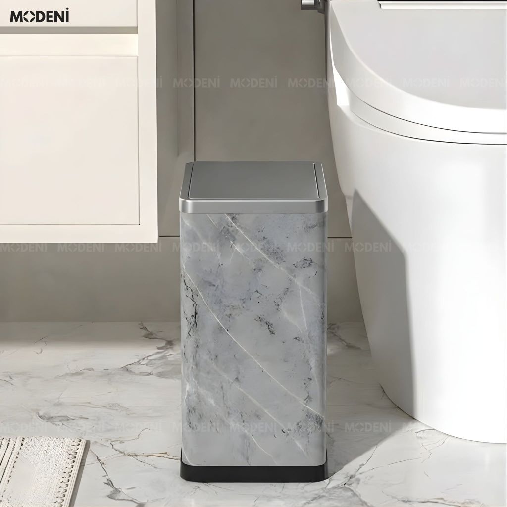 Thùng rác Lithos Da Cao Cấp Nắp Lật Tự Cân Bằng Họa Tiết Vân Đá Nhám Hiện Đại Phù Hợp Cho Không Gian Sinh Hoạt Hiện Đại
