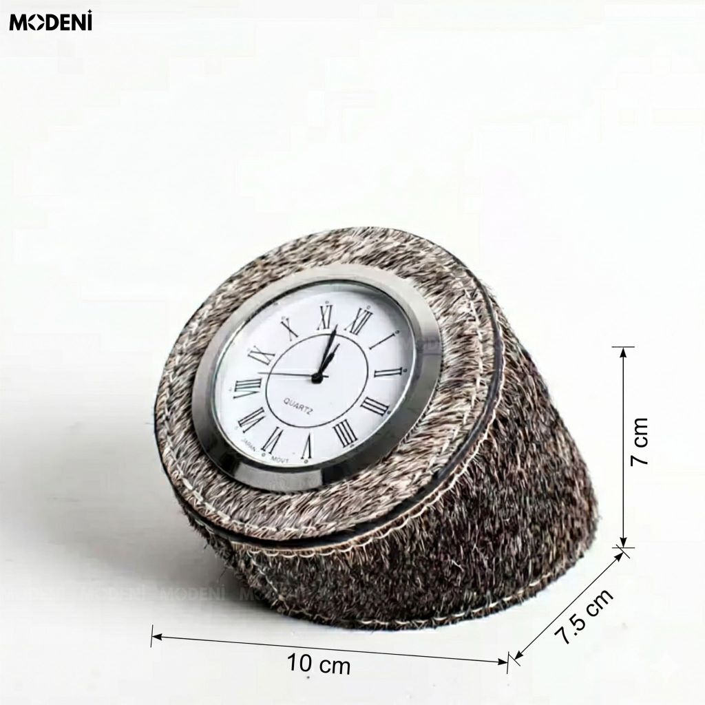 Đồng Hồ Decor Tượng Trang Trí Equus Kim Loại Phối Lông Ngựa Tự Nhiên Màu Nâu Minimalism Luxury