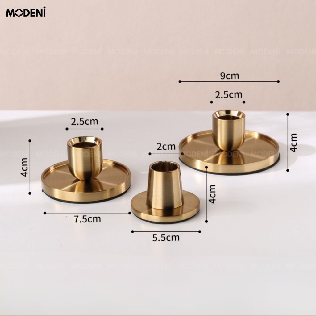 Set Chân Nến Ignia Kim Loại Mạ Vàng Tối Giản Bắc Âu Lót Nỉ Chống Trượt Decor Bàn Tiệc