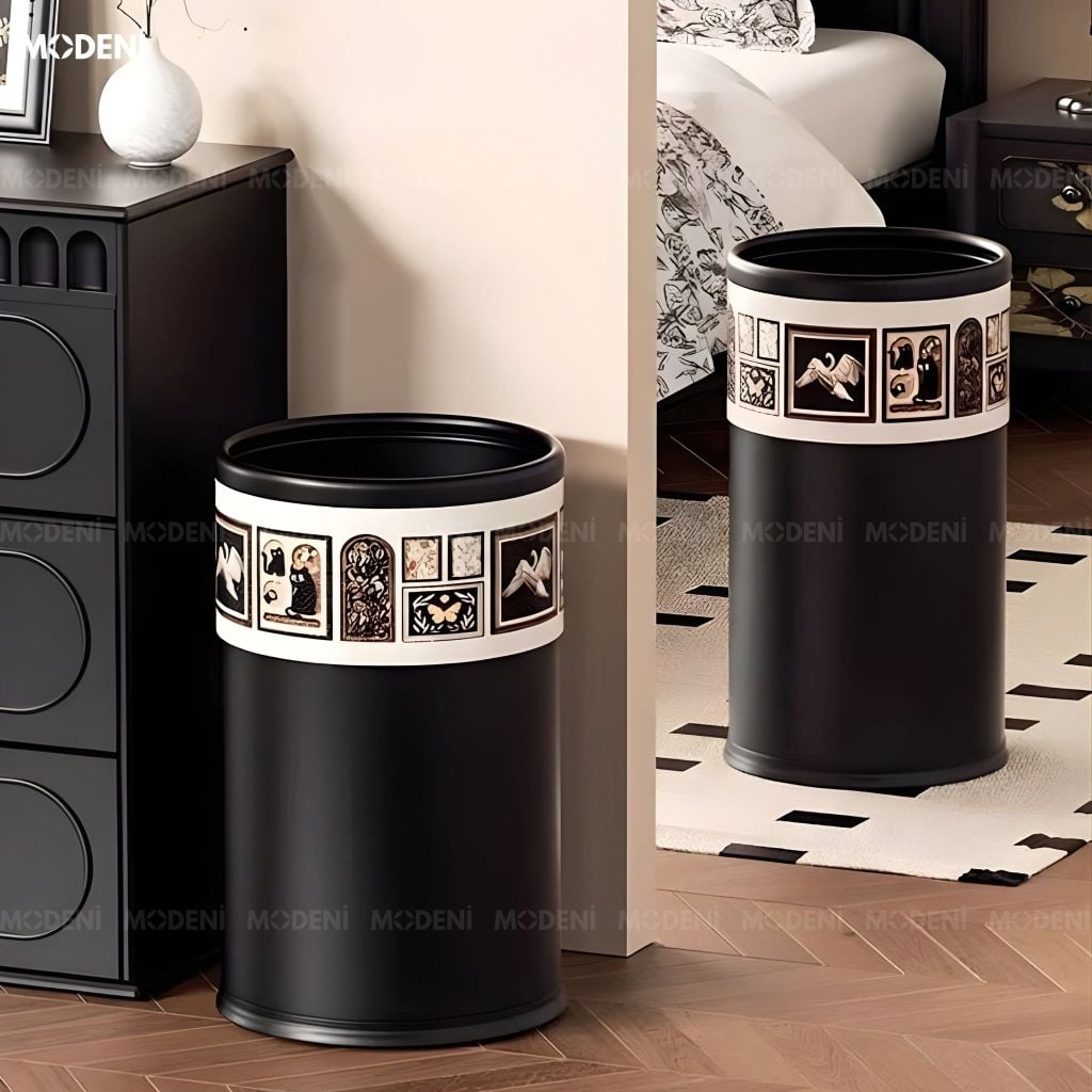 Thùng Rác Vista Da Cao Cấp Không Nắp Họa Tiết Nghệ Thuật Sang Trọng Phù Hợp Cho Không Gian Sống Hiện Đại