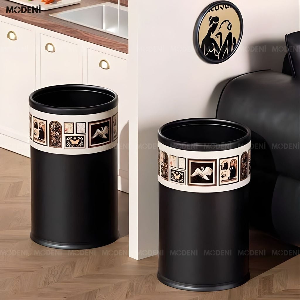 Thùng Rác Vista Da Cao Cấp Không Nắp Họa Tiết Nghệ Thuật Sang Trọng Phù Hợp Cho Không Gian Sống Hiện Đại
