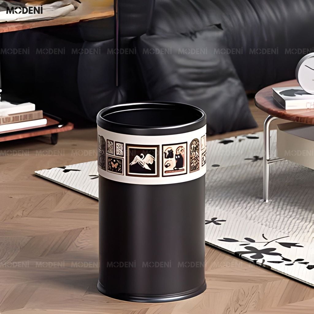 Thùng Rác Vista Da Cao Cấp Không Nắp Họa Tiết Nghệ Thuật Sang Trọng Phù Hợp Cho Không Gian Sống Hiện Đại