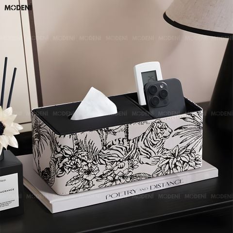  Hộp Khăn Giấy Vanity Bọc Da Cao Cấp Họa Tiết Toile Nghệ Thuật - Vẻ Đẹp Cổ Điển Sagn Trọng Cho Phòng Khách Luxury 