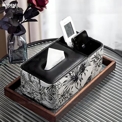  Hộp Khăn Giấy Vanity Bọc Da Cao Cấp Họa Tiết Toile Nghệ Thuật - Vẻ Đẹp Cổ Điển Sagn Trọng Cho Phòng Khách Luxury 