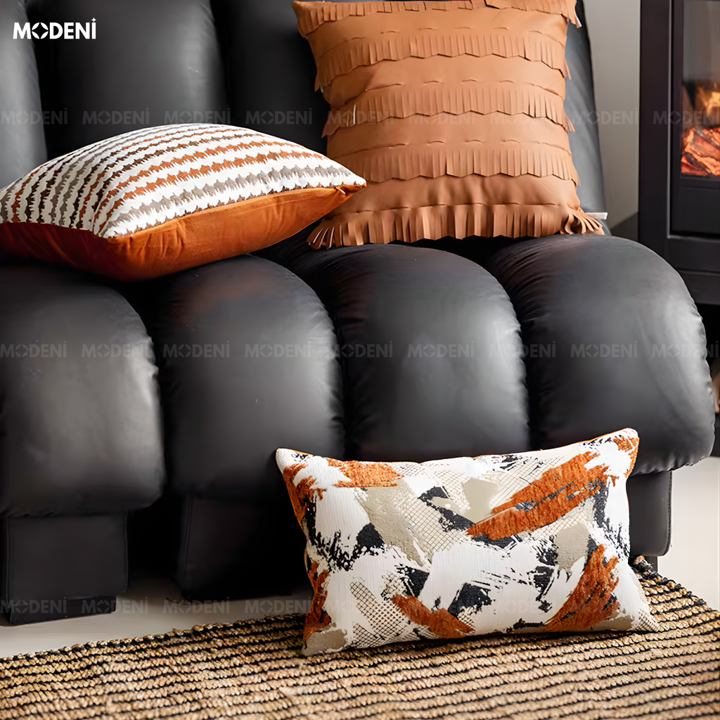 Vỏ Gối Sofa Interlace – Vải Chenille Họa Tiết Sơn Loang Dệt Nổi Phong Cách Indochine